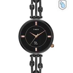 Timex Women Black Brass Dial & Black Bracelet Style Straps Analogue Watch TWEL16003-image-38