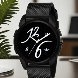 LOREM Men Black Printed Dial & Black Bracelet Style Straps Analogue Watch LR61-image-13