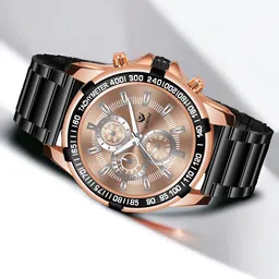 LORENZ Men Brass Embellished Dial & Bracelet Style Straps Analogue Watch MK-4039R-23