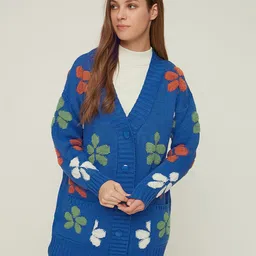Trendyol Floral Embroidered Pure Acrylic Longline Cardigan-47