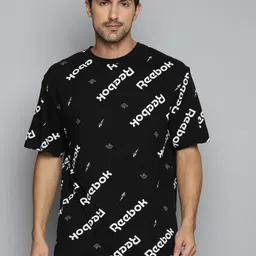 Reebok Unisex Black & White All Over Print Drop-Shoulder Sleeves Training T-shirt-picture-11