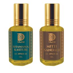 Duze Unisex Combo Shamama & Mitti attar  Alcohol Free Attar with roller 6ml-50