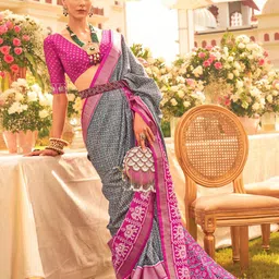 Anouk Ethnic Motifs Woven Design Zari Patola Saree-picture-58