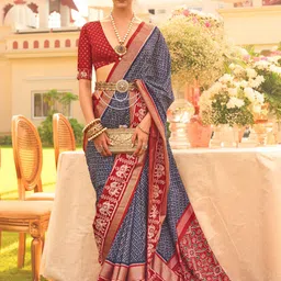Anouk Ethnic Printed Zari Patola Saree-14