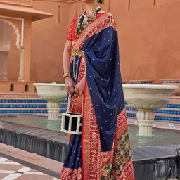 Anouk Polka Dots Woven Design Zari Patola Saree-picture-25