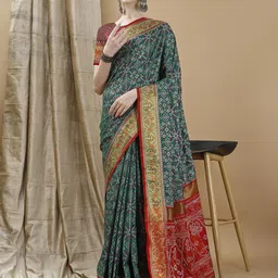JUST FASHION Woven Design Zari Patola Saree-picture-38