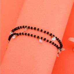 GIVA Women Gold-Toned & Black Sterling Silver Cubic Zirconia Gold-Plated Charm Bracelet-3