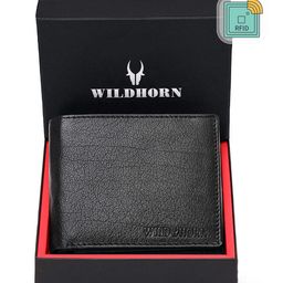 WildHorn Men Black Solid RFID Protected Genuine Leather Two Fold Wallet-image-32