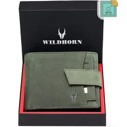 WildHorn Men Green Solid RFID Protected Genuine Leather Two Fold Wallet-picture-39
