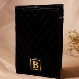 Berrylush Women Black & Gold Printed Synthetic Leather Passport Holder Wallets-38