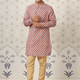 Ode by House of Pataudi Ethnic Motifs Printed Mandarin Collar Kurta-image-39