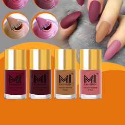 MI FASHION Set of 4 Velvet Matte Long Lasting Vegan Nail Polish - 9.9 ml each-image-85