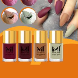 MI FASHION Set of 4 Velvet Matte Long Lasting Nail Polish - 9.9 ml Each-picture-48
