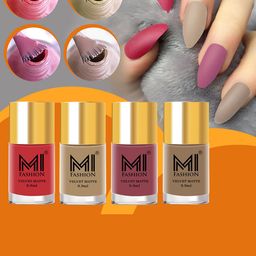 MI FASHION Set of 4 Velvet Matte Long Lasting Nail Polish - 9.9 ml Each-image-99