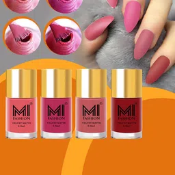 MI FASHION Set of 4 Velvet Matte Long Lasting Nail Polish - 9.9 ml Each-image-49