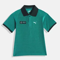 PUMA Motorsport Kids Mercedes AMG Petronas Regular Fit Pure Cotton Polo Collar T-shirt-image-48