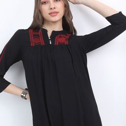 Vishudh Black Mandarin Collar Top-image-42