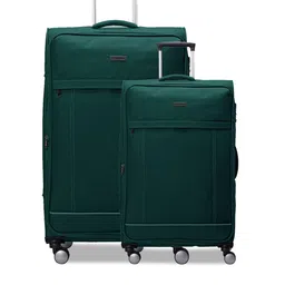 Set Of 2 Green Solid Soft-Sided Trolley Bag-4