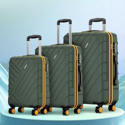 Safari Accent Set Of 3 Polycarbonate 8 wheel Hard Cabin Medium & Large Trolleys-1