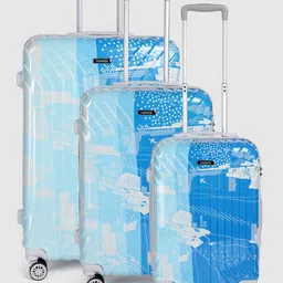 Teakwood Leathers Set Of 3 Printed 360 Degree Rotation Hard Trolley Bag - 95.5 L-41