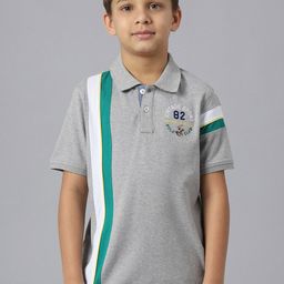 Beverly Hills Polo Club Boys Striped Polo Collar Pure Cotton T-shirt-56