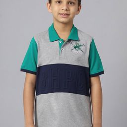 Beverly Hills Polo Club Boys Colourblocked Polo Collar Pure Cotton T-shirt-31