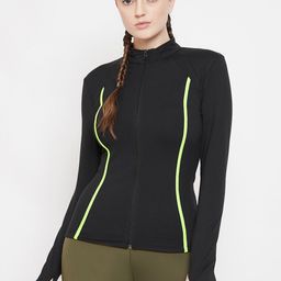 ATHLISIS Women Black Colourblocked Lightweight e-Dry Technology Training or Gym Sporty Jacket-image-35