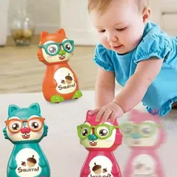 ADKD Kids Pack Of 2 Press To Go Inertial Cute Squirrel Toys-5