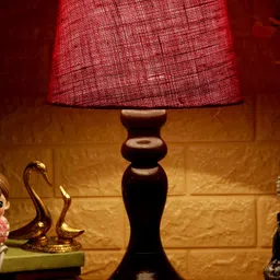 Foziq Brown & Red Textured Frustum Shaped Table Lamp-21
