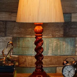 Foziq Brown Textured Frustum Shaped Table Lamp-12