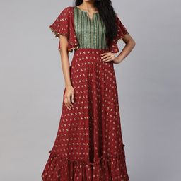 Ahalyaa Ethnic Motifs Printed Sequinned Georgette Anarkali Kurta-image-26