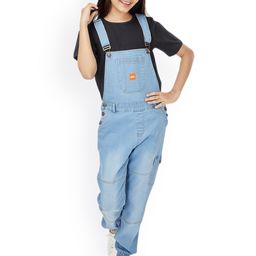 Olele Girls Full Length Denim Cotton Dungaree-image-105