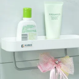 Kuber Industries White Towel Hanger With Wall Mounted Bathroom & Kitchen Organiser-image-7