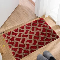 Kuber Industries Red & Maroon 2 Pieces Cotton Doormats-34