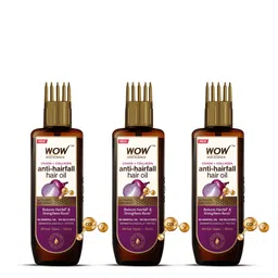 WOW SKIN SCIENCE 3Pcs Onion + Collagen Anti-Hairfall Oil With Comb Applicator - 100ml Each-56