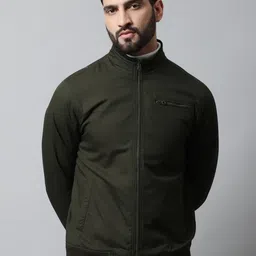 HOUSE OF VEDAS Men Khaki Colourblocked Lightweight Outdoor Bomber Jacket-image-24
