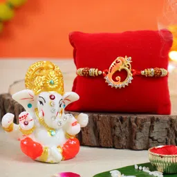 TIED RIBBONS Rakhi for Brother with Ganesha Idol & Roli Chawal Combo Gift Pack-20