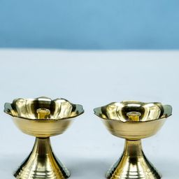 PujaNPujari 2 Pieces Yellow Brass Diya Oil Lamp-21