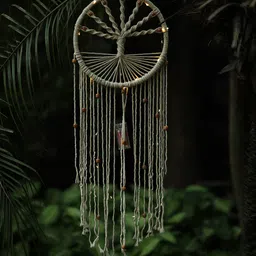 DULI Off White Macrame Hanging Dream Catcher With Lights for Home Decoration-image-2
