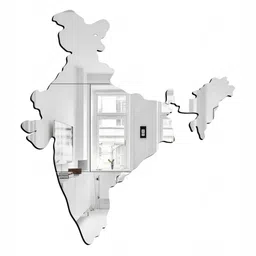 Wall1ders Silver Toned Bharat Map Mirror Wall Sticker-image-55