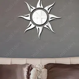 Wall1ders Silver Toned 8 Pieces Sunflower Mirror Wall Sticker-image-48