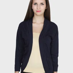 TEEMOODS Women Navy Blue Monochrome Shrug-image-92
