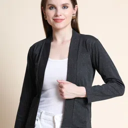 TEEMOODS Women Charcoal Monochrome Shrug-20