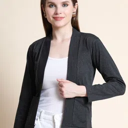 TEEMOODS Women Charcoal Monochrome Shrug-32