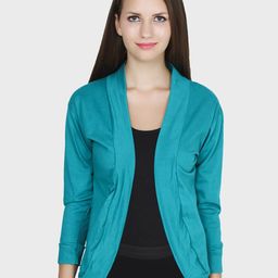 TEEMOODS Women Sea Green Monochrome Shrug-image-87