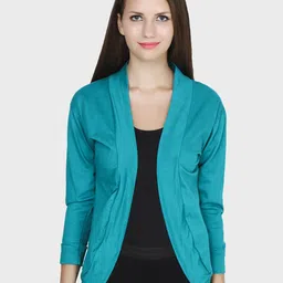 TEEMOODS Women Sea Green Monochrome Shrug-picture-31