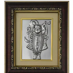 Pray Everyday Silver-Plated & Brown Shri Nath ji MDF Wall Photo Frame-13