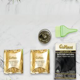 QUIKHENNA 2-Pc Pure Natural Organic Powder Hair Color with Amla 40 g each - Soft Black 2N-51