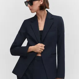 MANGO Single-Breasted Lapel Collar Regular Fit Blazer-image-3