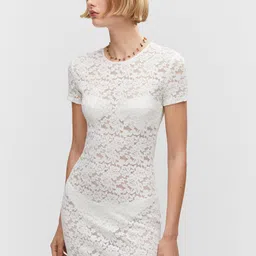 MANGO Floral Lace Sheath Mini Dress-image-4